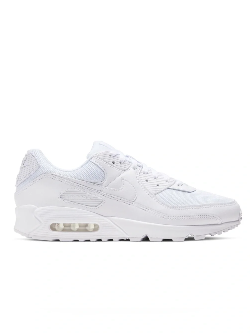 Nike Air Max 90 Triple White Mesh Leather Sneakers - Men's Size 10 CN8490-100
